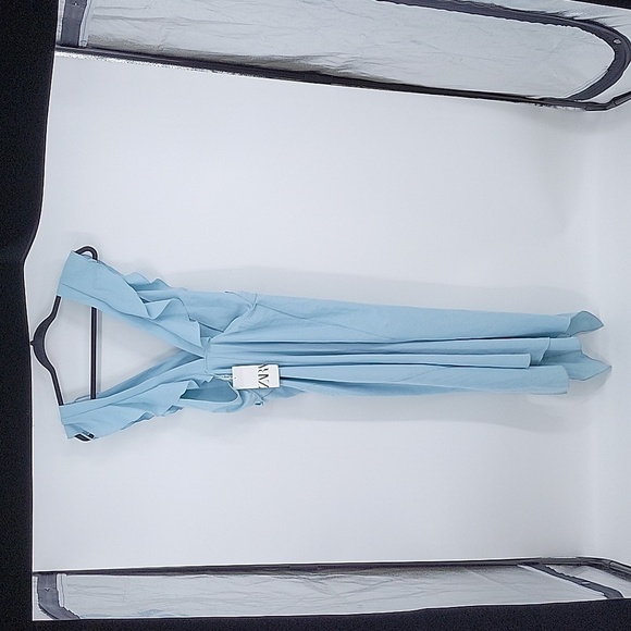 Zara Flowy Pastel Light Blue Midi Dress  Size Large NWT - Picture 6 of 13